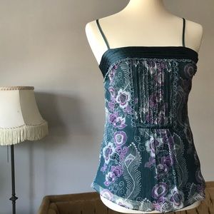 Beautiful Teal & Purple Silk Cami Tank